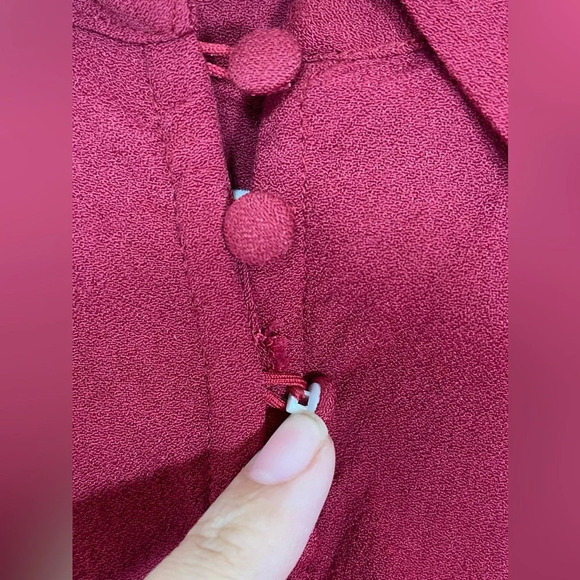 Soft Surroundings Moroccan Red Poet Button Up Blouse Ruffle Sleeve Women’s Small - Picture 4 of 13